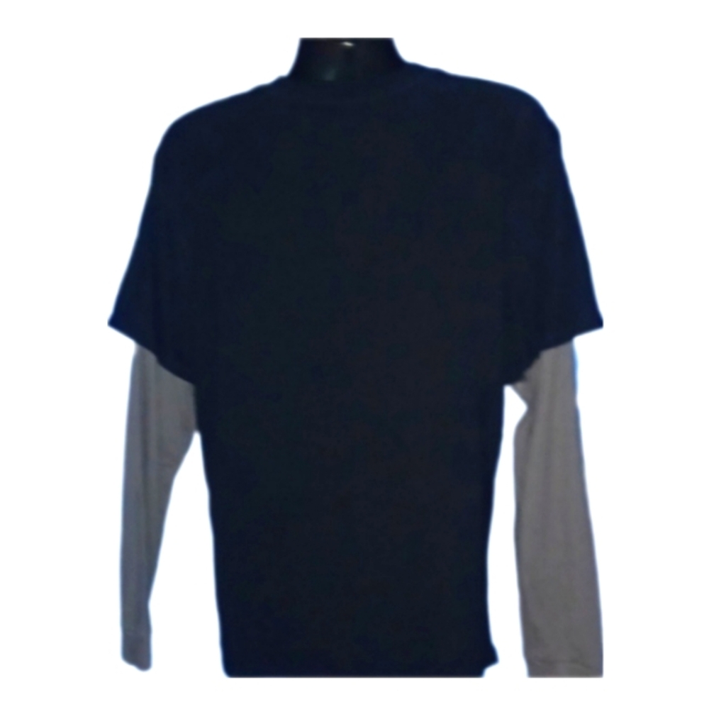 (3/$25) Hollister Black T-shirt w/ Grey Undersleeves - Picture 4 of 5